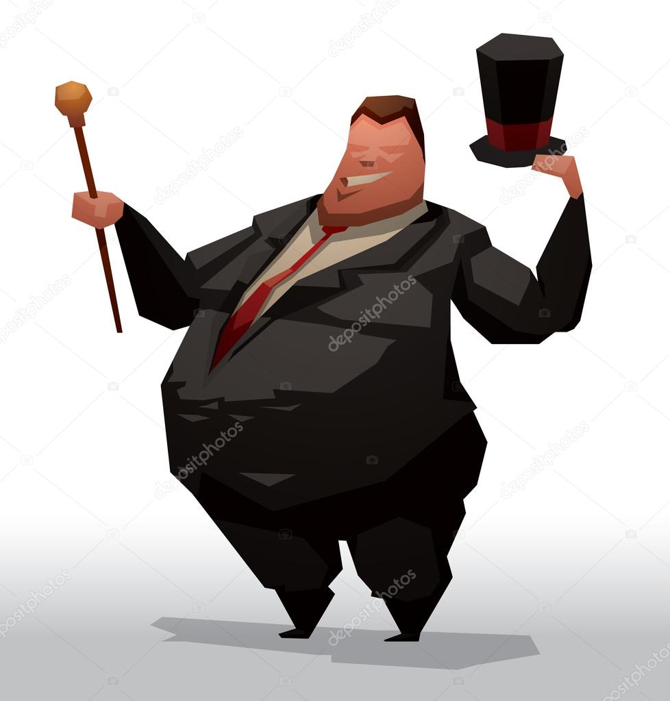 Fat businessman with hat
