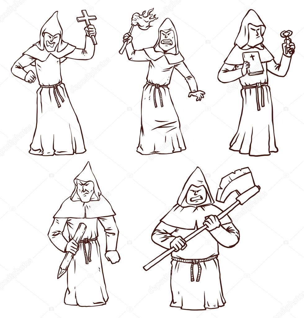 inquisitors in robes with hoods
