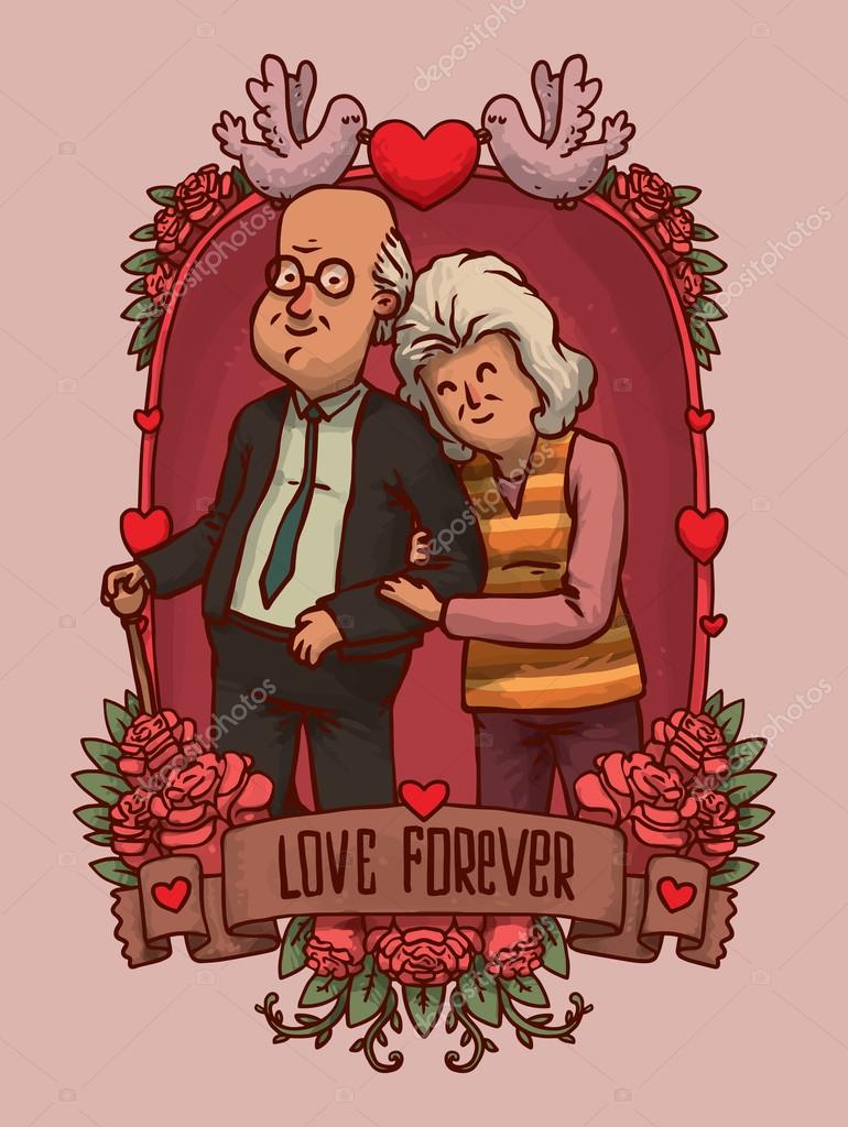 Cartoon old couple Vector Art Stock Images | Depositphotos