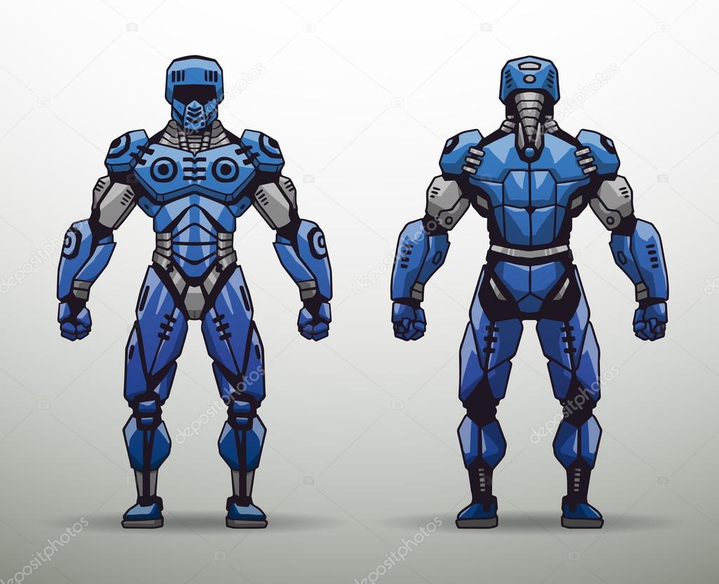 blue Cyborg soldier