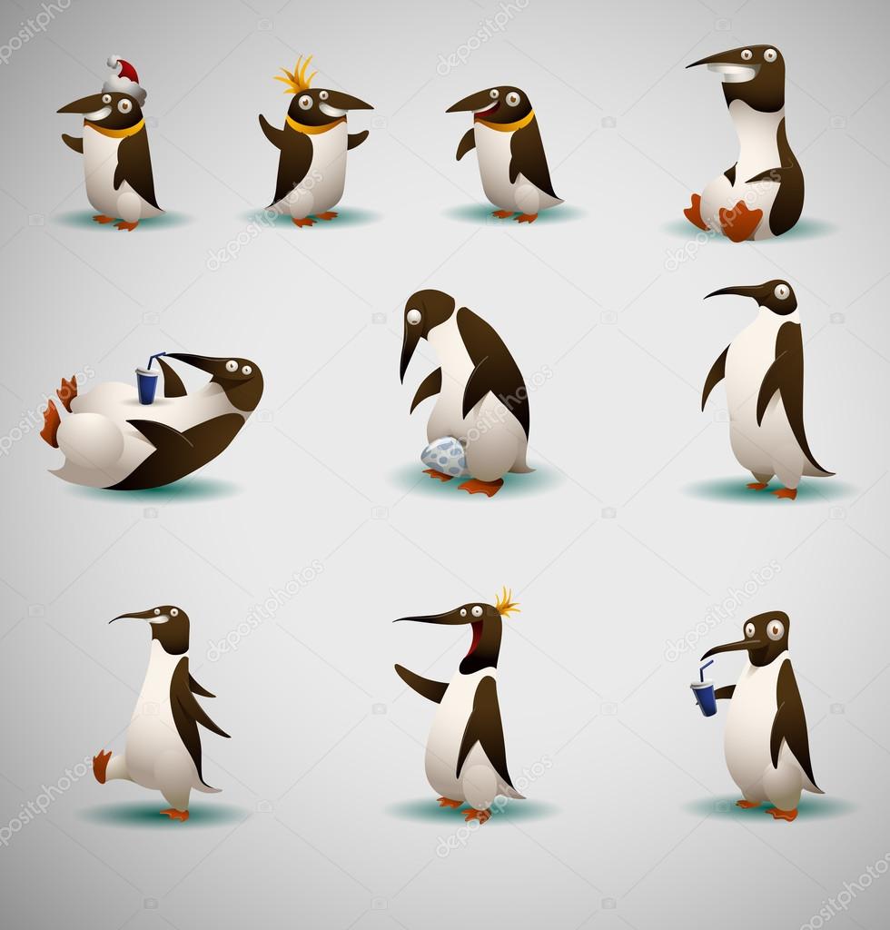 Set of Funny Penguins
