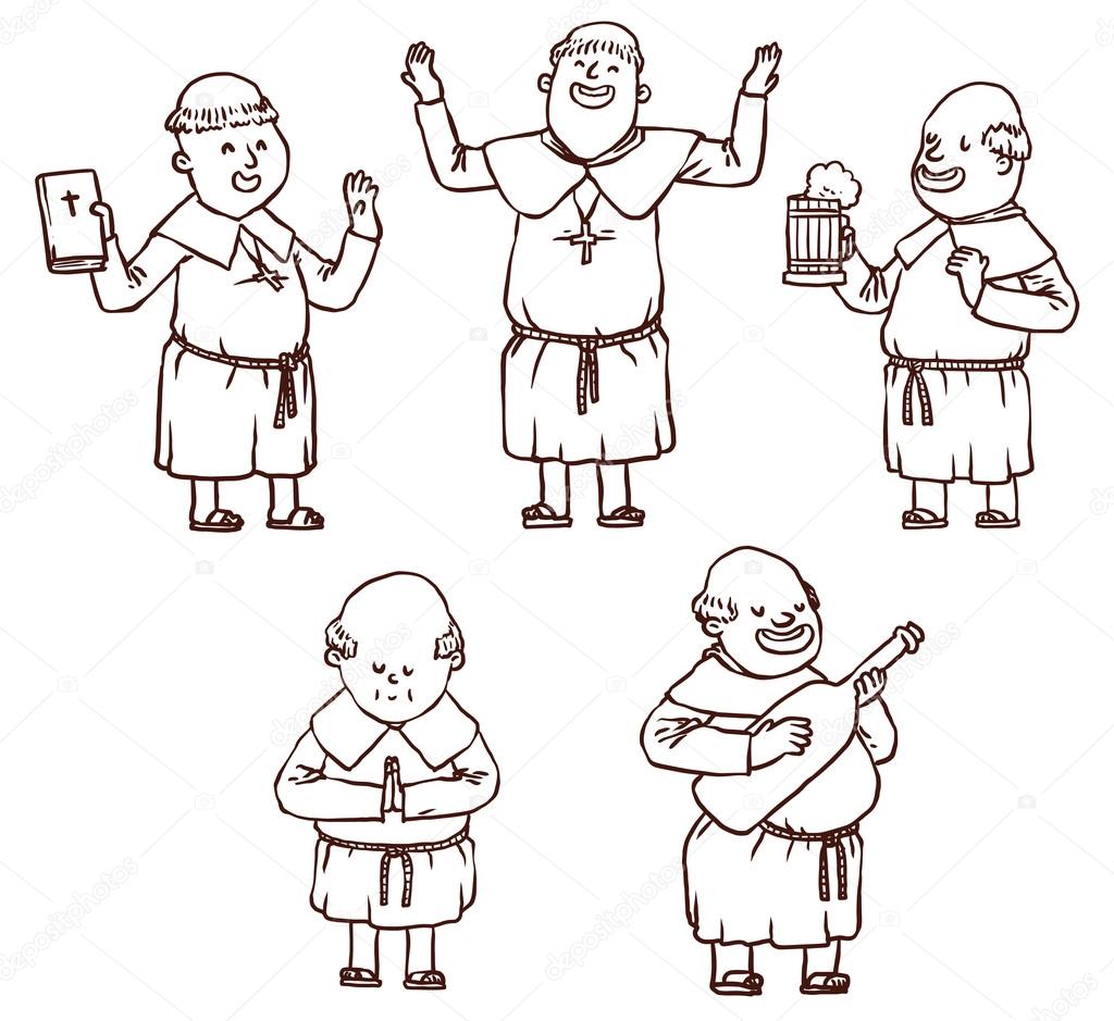 cartoon monks set