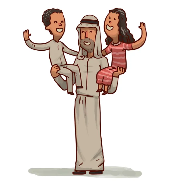 Arabic man with children — стоковий вектор