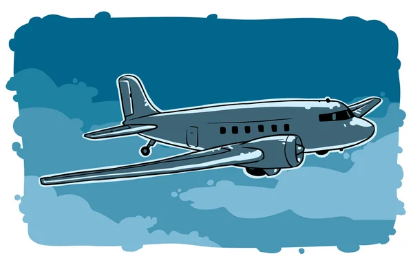 Retro-Flugzeug am Himmel — Stockvektor