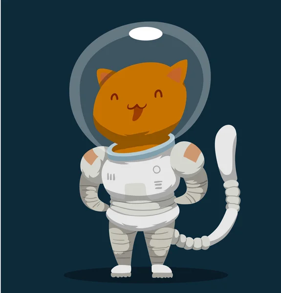 Ginger Cat Astronaut — Stock Vector
