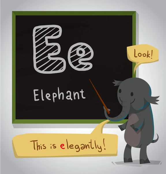 Alfabeto de dibujos animados Elefante — Vector de stock