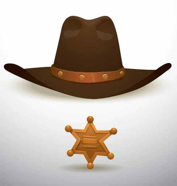 Sombrero de vaquero y estrella del sheriff — Vector de stock