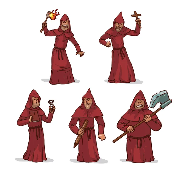 Inquisitors in red robes — Stock Vector
