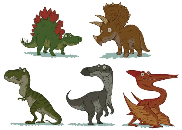 Ensemble de dinosaures mignons — Image vectorielle