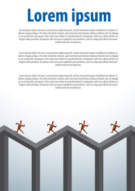 Business illustration, businessmen running up and down