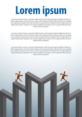 Business illustration, two businessmen running up and down