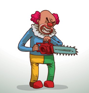 Evil clown with a chainsaw