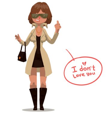 Angry woman in coat, anti valentine