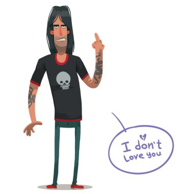 Angry man in black t-shirt, anti valentine