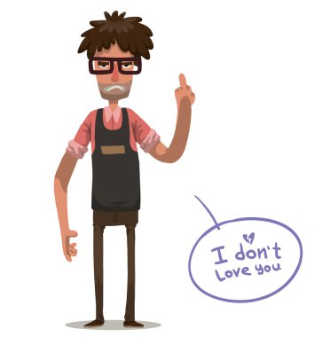 Angry man with glasses, anti valentine