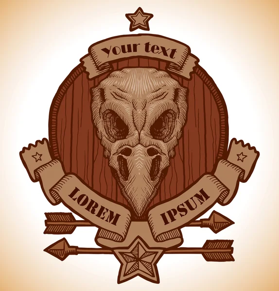 Drawing bird's skull emblem — Διανυσματικό Αρχείο