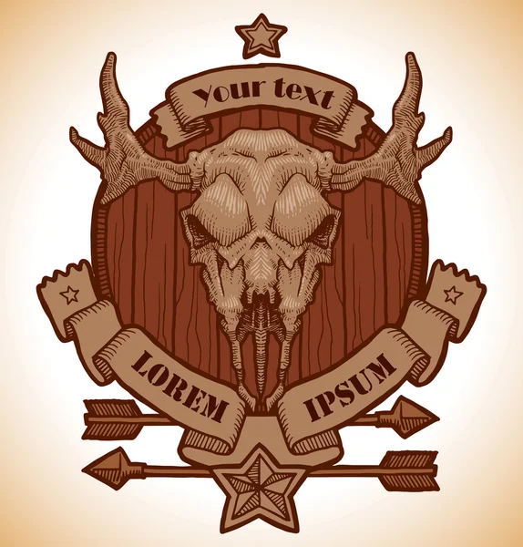 Drawing animal's skull emblem, moose — Stockvector