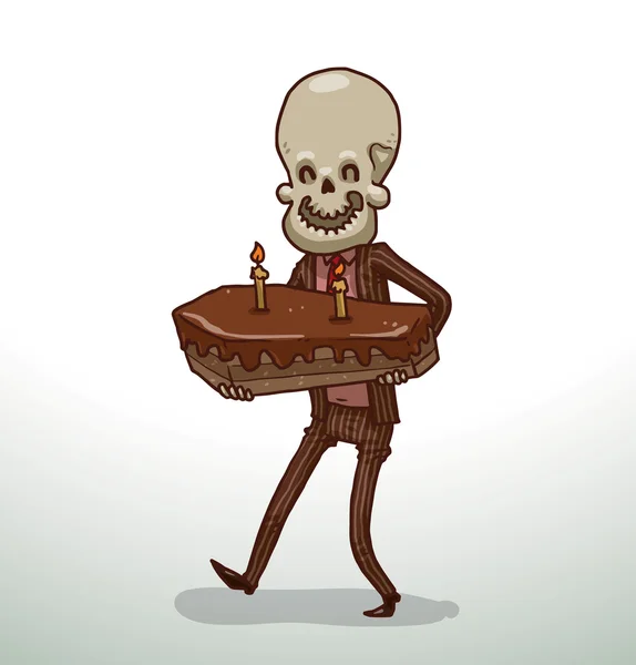 Cute death with coffin cake — 스톡 벡터