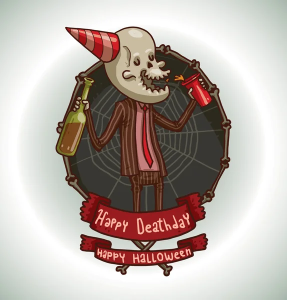 Frame Cute death is drinking alcohol — Stockvector