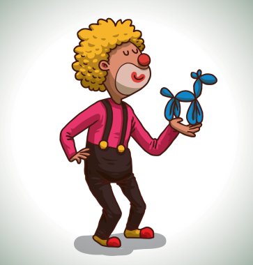Happy funny clown with yellow hair