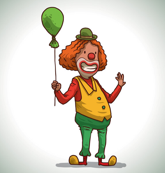 Happy funny clown with red hair