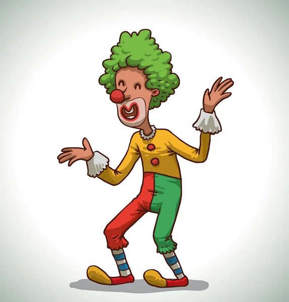 Payaso divertido feliz con pelo de jengibre — Vector de stock