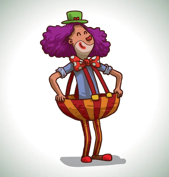 Happy funny clown with purple hair — Stock vektor