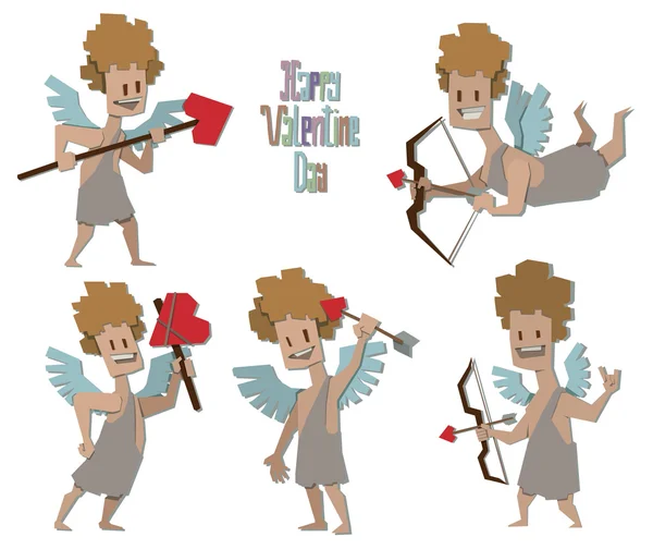 Valentine paper angels set — Stock Vector