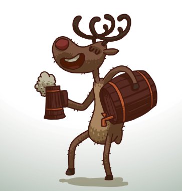 Deer with barrel of beer
