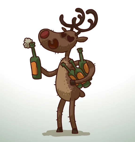 Deer with bottles of beer — Stock Vector