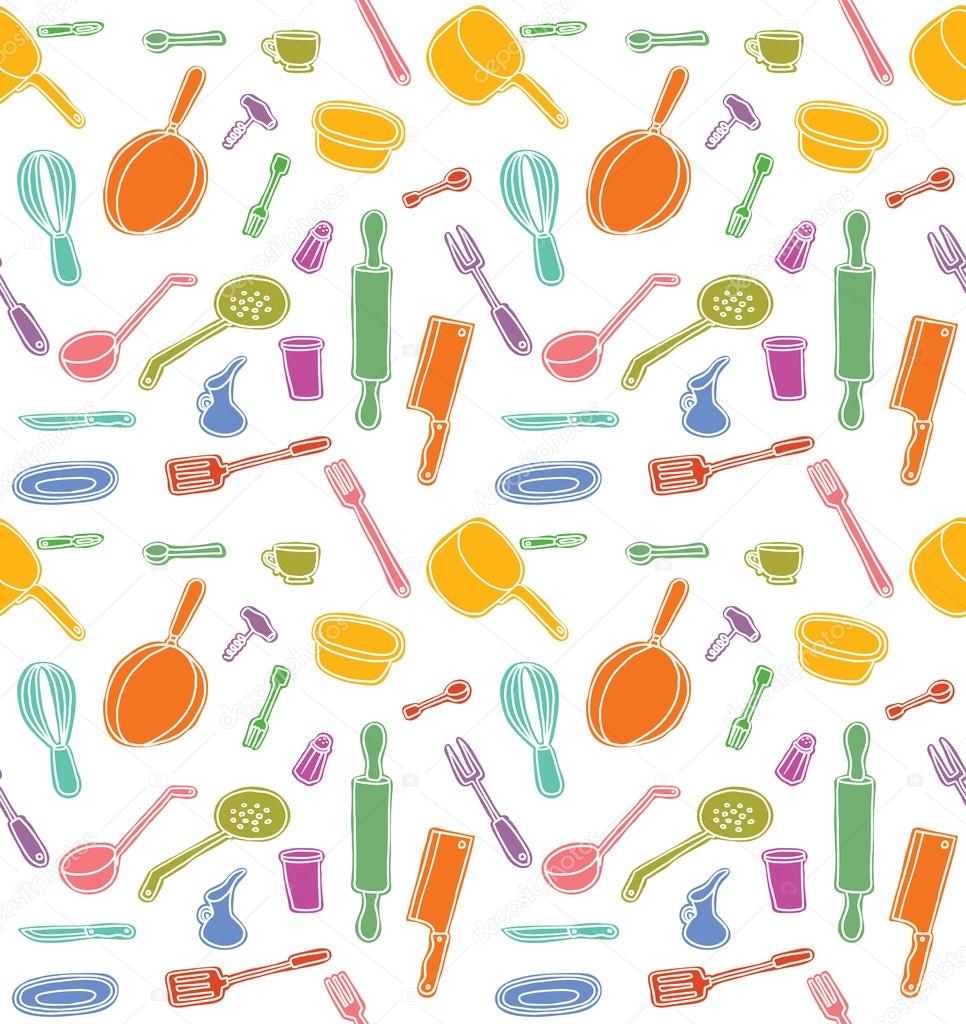 Kitchen Utensils seamless color pattern Stock Vector Image by ...