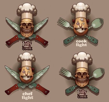 Colored cooking emblems set clipart