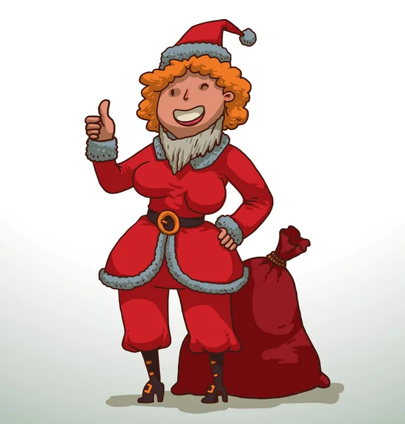 Weiblicher Weihnachtsmann — Stockvektor