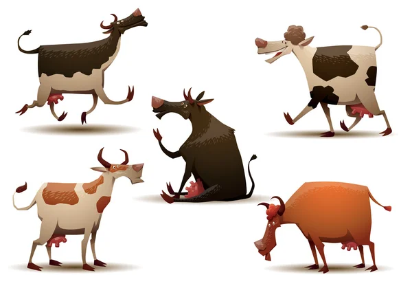 Funny cows set — Stock Vector