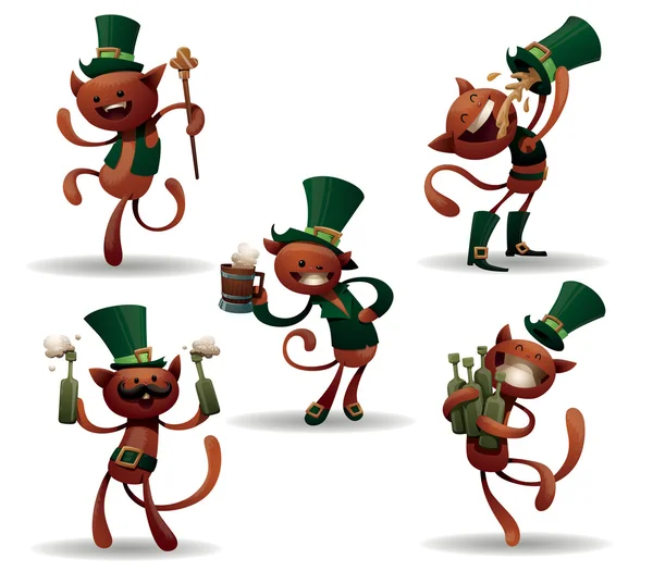 Saint Patrick cats set — Stockový vektor