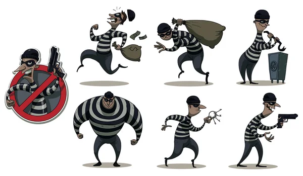 Robbers in masks colored set — Stockvector