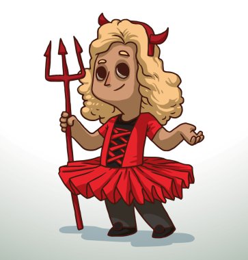 Girl in Devil costume for Halloween