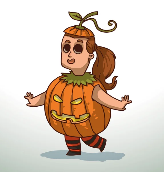 Chica en traje de calabaza para Halloween — Archivo Imágenes Vectoriales