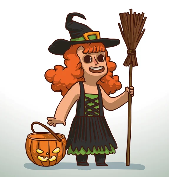 Девушка в костюме ведьмы на Хэллоуин — стоковый вектор