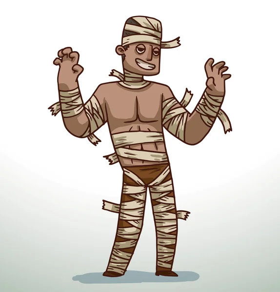 Hombre en traje de momia para Halloween — Vector de stock