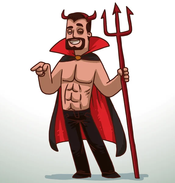 Homme en costume de diable pour Halloween — Image vectorielle