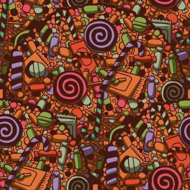 Retro doodle colored candies seamless pattern