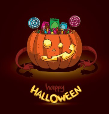 Halloween pumpkin basket with candies