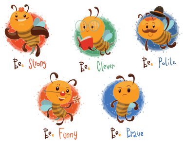 Set of bees clipart