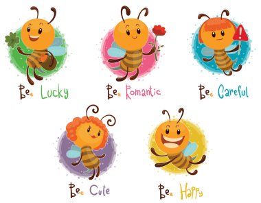 Set of five bees