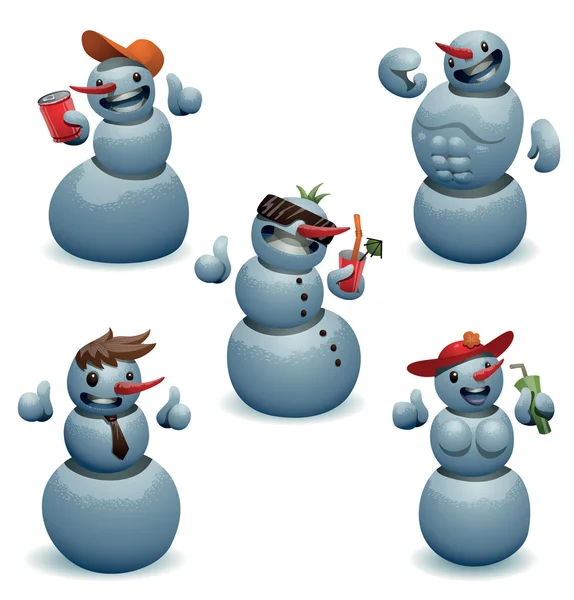 Σύνολο αστεία χιονάνθρωποι — Διανυσματικό Αρχείο