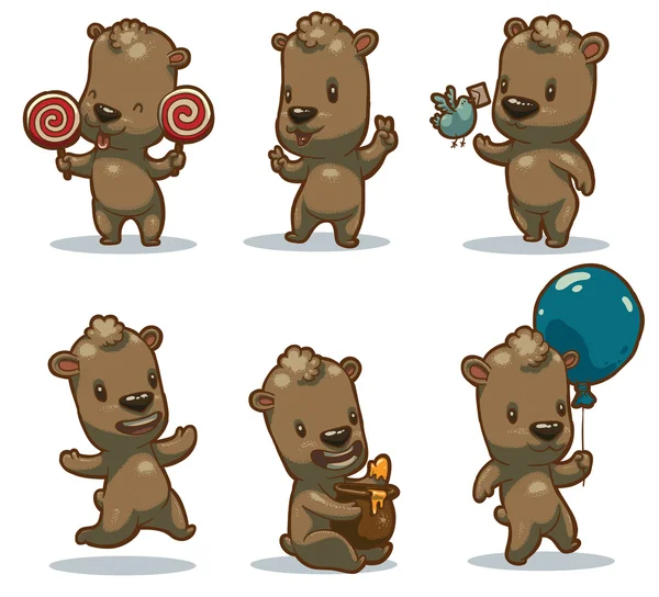 Conjunto de ursos engraçados —  Vetores de Stock