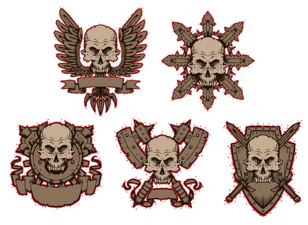 Emblems skulls set — ストックベクタ