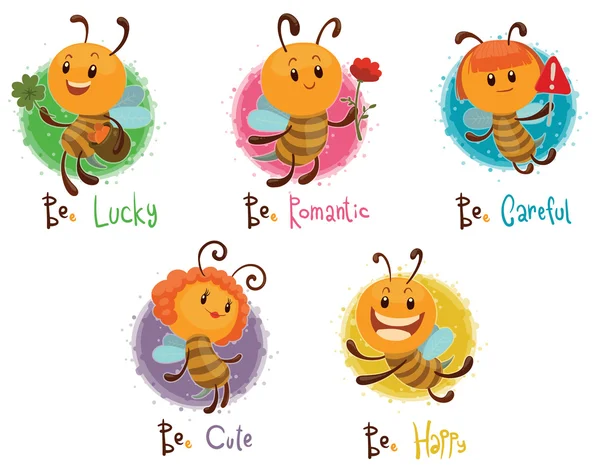 Set von fünf Bienen Vektorgrafiken