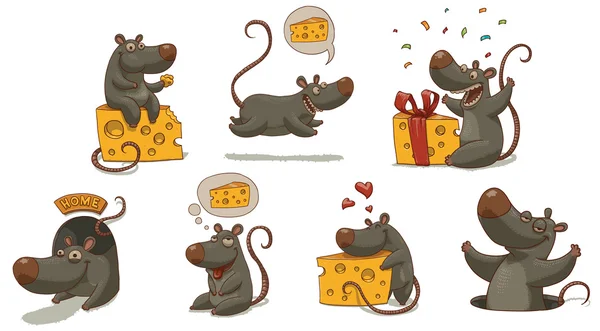 Mouse and cheese set — Stockvector